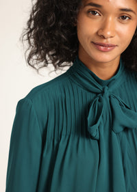 Emerald Valentine Neck Tie Blouse | Women's Top by Derek Lam 10 Crosby