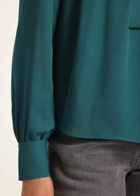 Emerald Valentine Neck Tie Blouse | Women's Top by Derek Lam 10 Crosby
