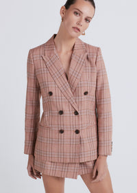 Brown Multi Walter Double Breasted Jacket | Women's Jacket by Derek Lam 10 Crosby