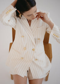 Sand-White Walter Double Breasted Jacket | Women's Jackets by Derek Lam 10 Crosby