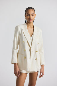 Sand-White Walter Double Breasted Jacket | Women's Jackets by Derek Lam 10 Crosby