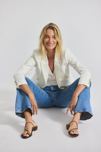 Soft White Walter Double Breasted Jacket | Women's Jackets by Derek Lam 10 Crosby