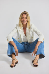 Soft White Walter Double Breasted Jacket | Women's Jackets by Derek Lam 10 Crosby