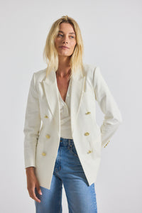 Soft White Walter Double Breasted Jacket | Women's Jackets by Derek Lam 10 Crosby