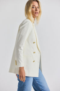 Soft White Walter Double Breasted Jacket | Women's Jackets by Derek Lam 10 Crosby
