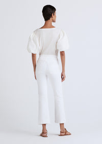 Elle Sailor Crop Flare Jeans - White