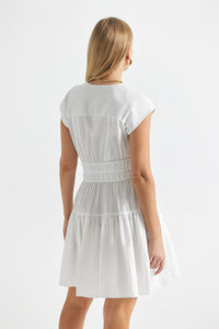 White Tora V-Neck Dress | Women's Dress by Derek Lam