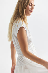 White Tora V-Neck Dress | Women's Dress by Derek Lam