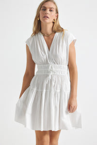 White Tora V-Neck Dress | Women's Dress by Derek Lam