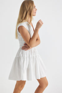 White Tora V-Neck Dress | Women's Dress by Derek Lam