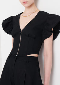 Black Genna Balloon Sleeve Bustier Top | Women's Top by Derek Lam 10 Crosby