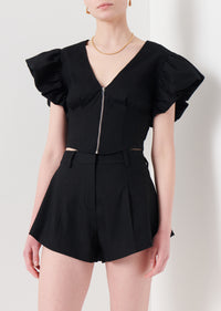 Black Genna Balloon Sleeve Bustier Top | Women's Top by Derek Lam 10 Crosby