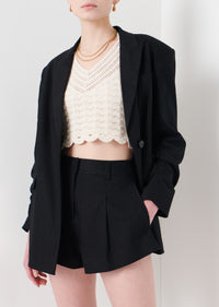 Black Harrison Gathered Sleeve Blazer | Women's Blazer by Derek Lam 10 Crosby