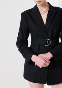 Black Harrison Gathered Sleeve Blazer | Women's Blazer by Derek Lam 10 Crosby