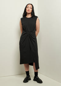 Black Landry T-Shirt Dress with Twist Wrap Detail | Women's Dress by Derek Lam 10 Crosby