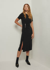 Black Lucille Pleated Stud Dress | Women's Dress by Derek Lam 10 Crosby