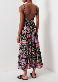 Black Multi Cecelia Tiered Maxi Dress | Women's Dress by Derek Lam