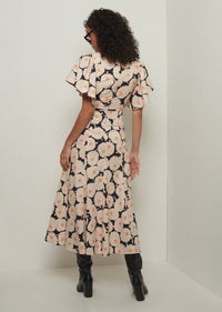Black Multi Romilly Flutter Sleeve Dress | Women's Dress by Derek Lam 10 Crosby