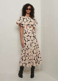 Black Multi Romilly Flutter Sleeve Dress | Women's Dress by Derek Lam 10 Crosby