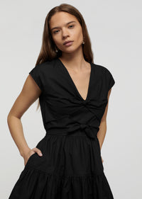 Black Tama Bow Tie V-Neck Dress | Women's Dress by Derek Lam 10 Crosby