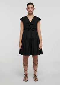 Black Tama Bow Tie V-Neck Dress | Women's Dress by Derek Lam 10 Crosby