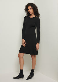 Black Vanessa Long Sleeve Flounce Hem Dress | Women's Dress by Derek Lam 10 Crosby