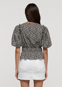 Black-White Salma Twist Front V-Neck Top | Women's Top by Derek Lam 10 Crosby