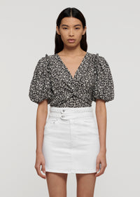 Black-White Salma Twist Front V-Neck Top | Women's Top by Derek Lam 10 Crosby