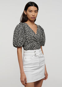 Black-White Salma Twist Front V-Neck Top | Women's Top by Derek Lam 10 Crosby