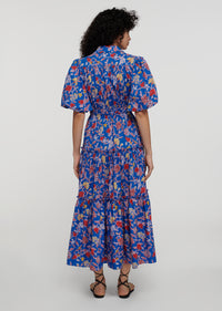 Blue Multi Dahlia Balloon Sleeve Shirt Dress | Women's Dress by Derek Lam 10 Crosby