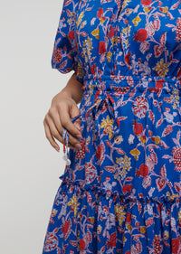 Blue Multi Dahlia Balloon Sleeve Shirt Dress | Women's Dress by Derek Lam 10 Crosby