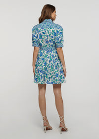 Blue Multi Luma A-Line Shirt Dress | Women's Dress by Derek Lam 10 Crosby