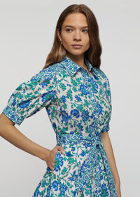 Blue Multi Luma A-Line Shirt Dress | Women's Dress by Derek Lam 10 Crosby