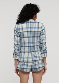Blue Multi Ralph Ruched Sleeve Jacket | Women's Jacket by Derek Lam 10 Crosby