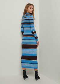 Blue Multi Taryn Zip Turtleneck Dress | Women's Dress by Derek Lam 10 Crosby