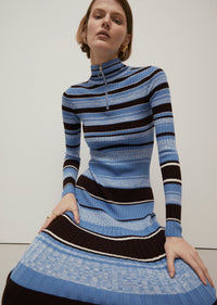 Blue Multi Taryn Zip Turtleneck Dress | Women's Dress by Derek Lam 10 Crosby