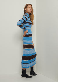 Blue Multi Taryn Zip Turtleneck Dress | Women's Dress by Derek Lam 10 Crosby