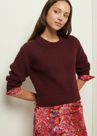 Burgundy-Pink Multi Gabriella Sweater Combo Dress | Women's Dress by Derek Lam 10 Crosby