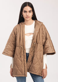 Payton Quilted Poncho - Camel