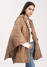 Payton Quilted Poncho - Camel