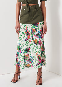 Cream Multi Ingrid Mixed Media Skirt | Women's Skirt by Derek Lam 10 Crosby