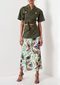 Cream Multi Ingrid Mixed Media Skirt | Women's Skirt by Derek Lam 10 Crosby