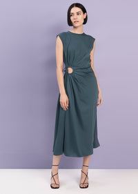Dark Green Alba Keyhole Midi Dress | Women's Dress by Derek Lam