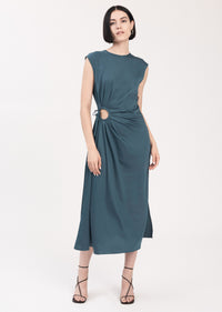Dark Green Alba Keyhole Midi Dress | Women's Dress by Derek Lam
