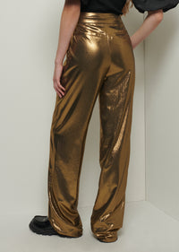 Gold Leni Wide Leg Trousers | Women's Pant by Derek Lam 10 Crosby