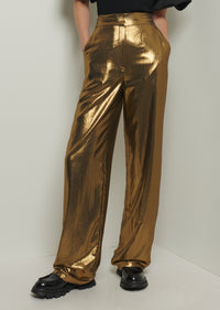 Gold Leni Wide Leg Trousers | Women's Pant by Derek Lam 10 Crosby