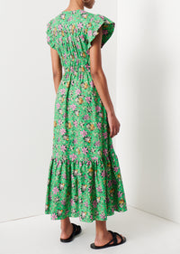 Green Multi Greta Ruffle Sleeve Dress | Women's Dress by Derek Lam 10 Crosby