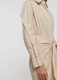 Khaki Multi Charlotte Tie Waist Shirt Dress | Women's Dress by Derek Lam 10 Crosby