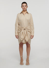 Khaki Multi Charlotte Tie Waist Shirt Dress | Women's Dress by Derek Lam 10 Crosby