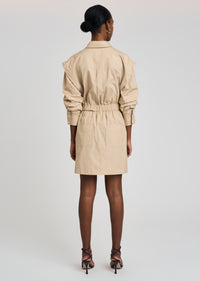 Light Khaki Hadley Ruched Sleeve Shirt Dress | Women's Dress by Derek Lam 10 Crosby